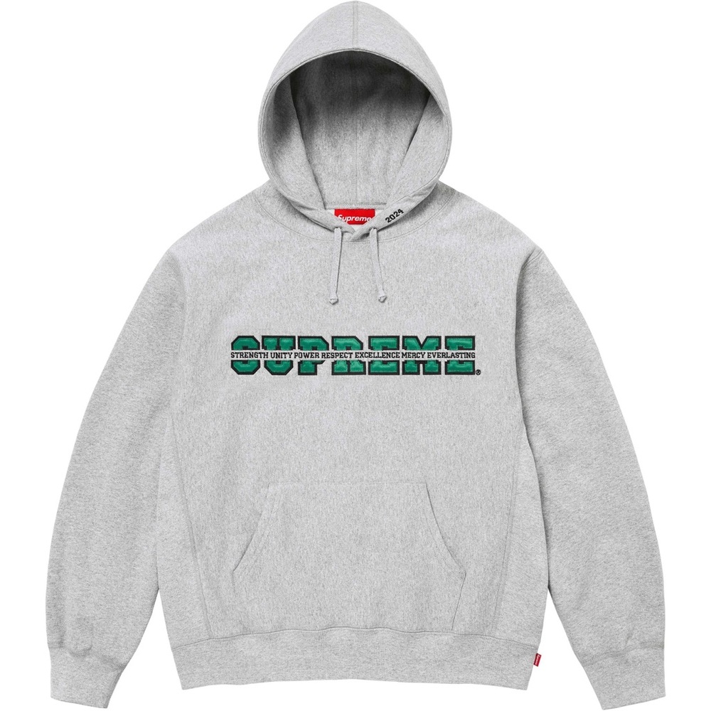 Supreme Collegiate Acronym Hoodie Sweatshirt Heather Grey Men 2XL Size FW24‎ NEW